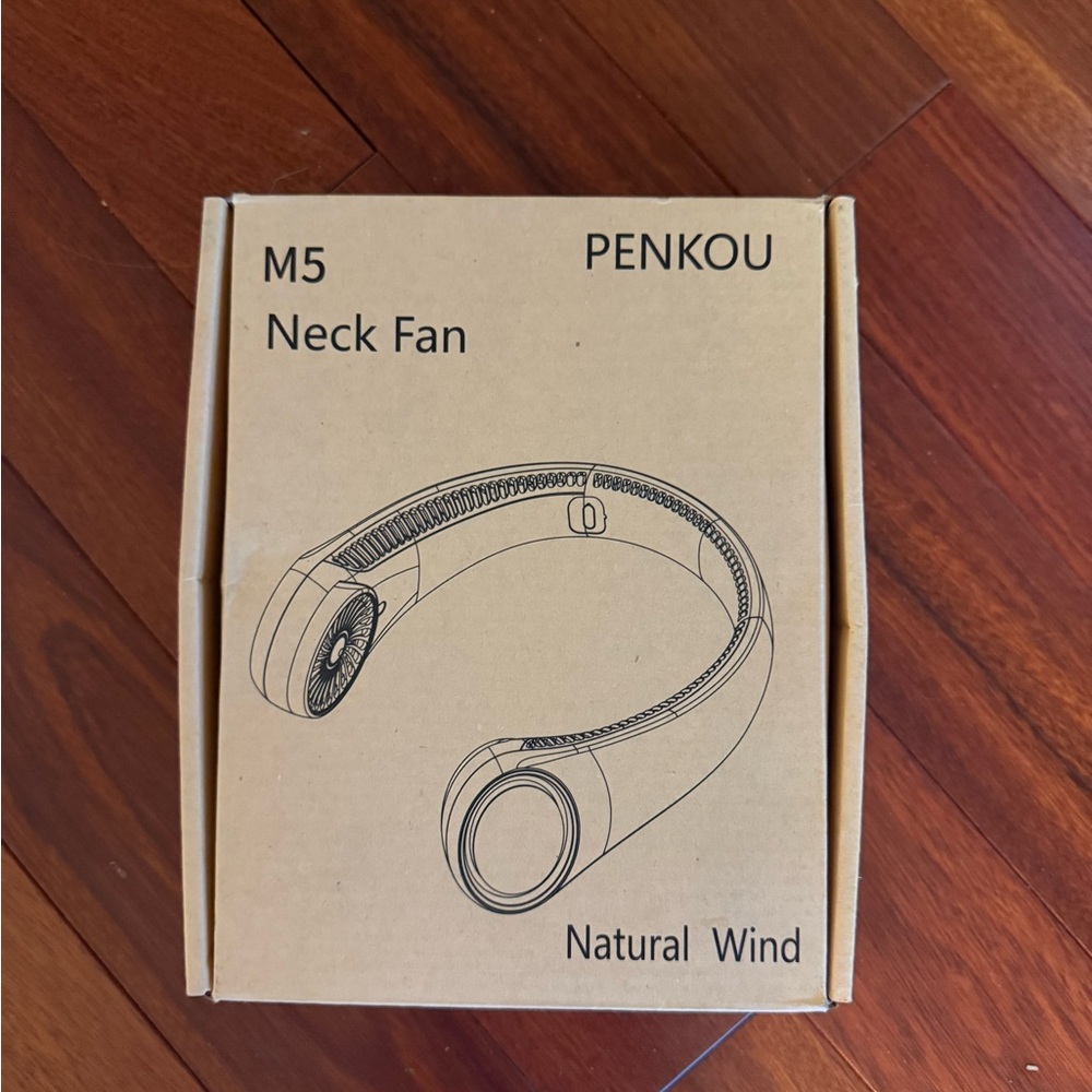 PenKou M5 Pure Black Bladeless Neck Fan - USB-C Rechargeable, Hands-Free Cooling